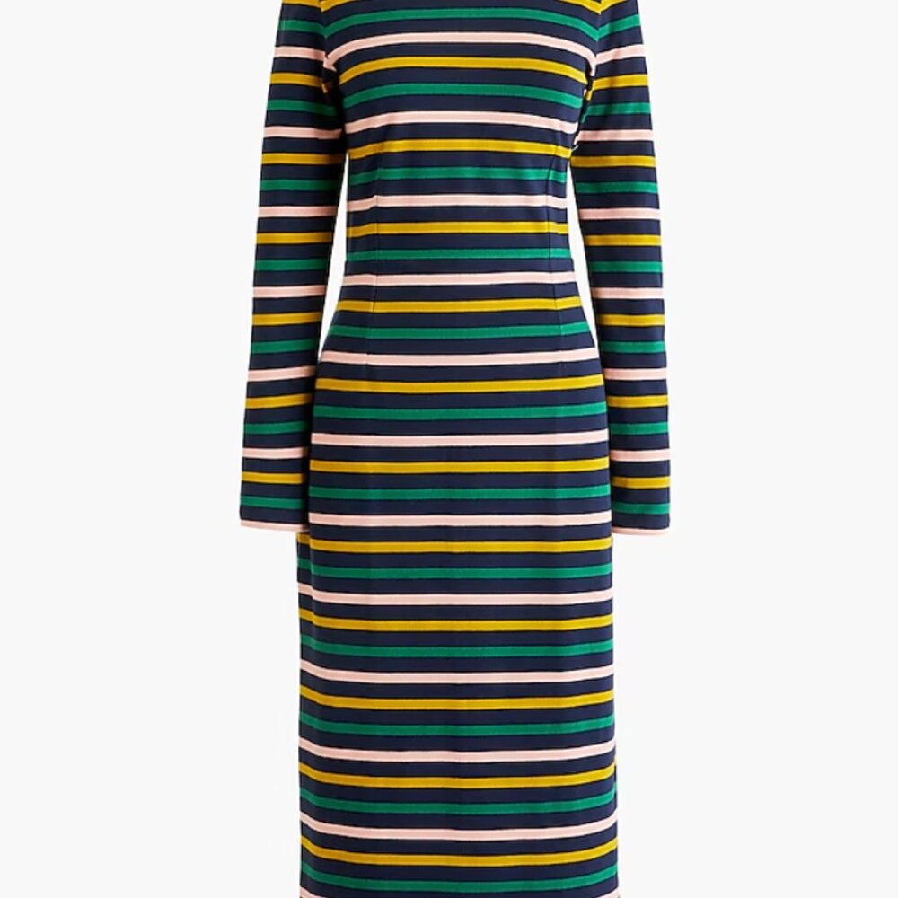 J Crew Long Sleeve Fitted Midi Striped Colorful Dress - Size XS
